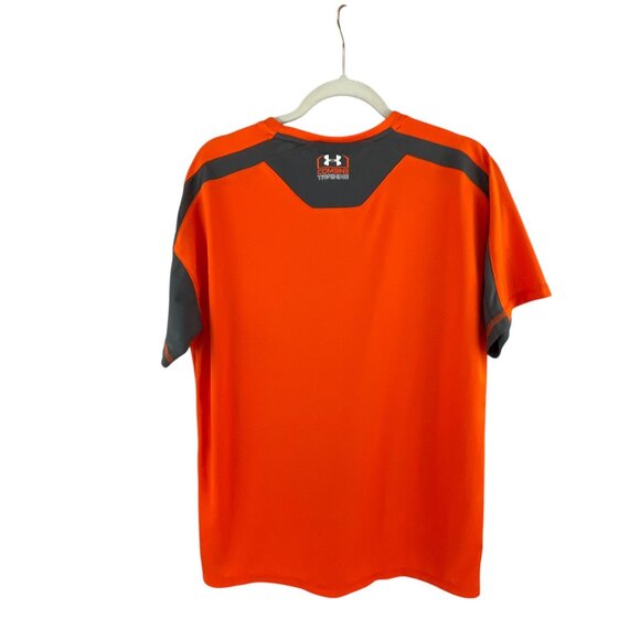 Under Armour Men's Orange Gray Combine Training Shirt L Regular Performance - Picture 6 of 10